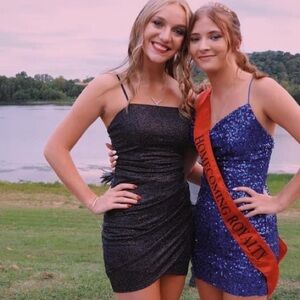 dillards, black sequined homecoming dress